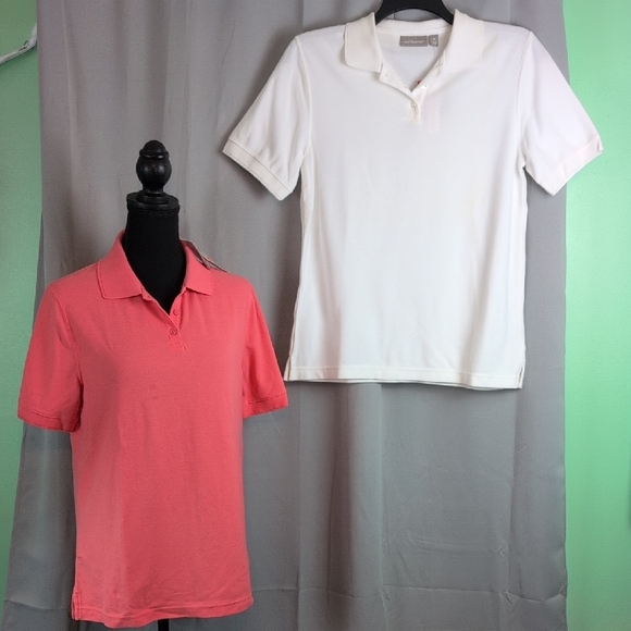 Croft & Barrow Women's Button Down Shirts - White and Coral - Picture 1 of 6